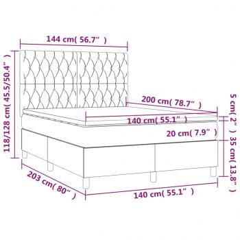 Boxspringbett mit Matratze Dunkelblau 140x200 cm Samt