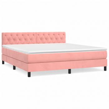 Boxspringbett mit Matratze Rosa 160x200 cm Samt