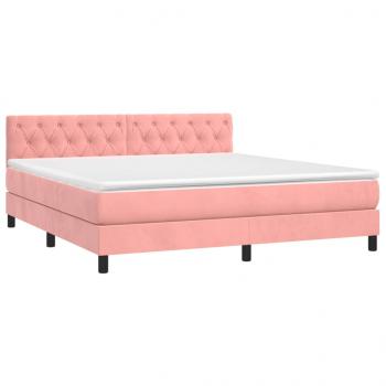 Boxspringbett mit Matratze Rosa 160x200 cm Samt