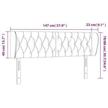 Kopfteil mit Ohren Schwarz 147x23x78/88 cm Stoff