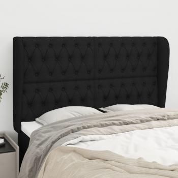 ARDEBO.de - Kopfteil mit Ohren Schwarz 147x23x118/128 cm Stoff