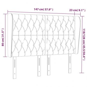 Kopfteil mit Ohren Schwarz 147x23x118/128 cm Stoff