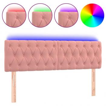 LED Kopfteil Rosa 144x7x78/88 cm Samt