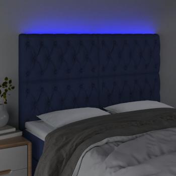 LED Kopfteil Blau 144x7x118/128 cm Stoff