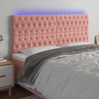 ARDEBO.de - LED Kopfteil Rosa 180x7x118/128 cm Samt