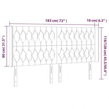 LED Kopfteil Taupe 183x16x118/128 cm Stoff