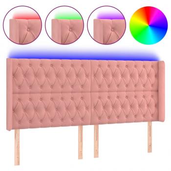 LED Kopfteil Rosa 183x16x118/128 cm Samt