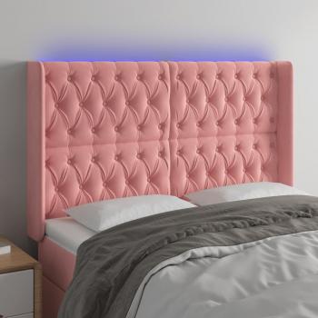 ARDEBO.de - LED Kopfteil Rosa 147x16x118/128 cm Samt