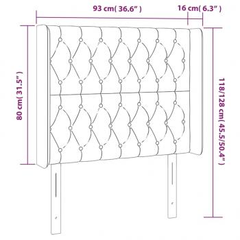 LED Kopfteil Taupe 93x16x118/128 cm Stoff