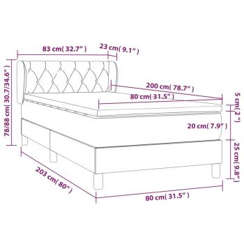 Boxspringbett mit Matratze Hellgrau 80x200 cm Samt