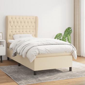 ARDEBO.de - Boxspringbett mit Matratze Creme 90x190 cm Stoff