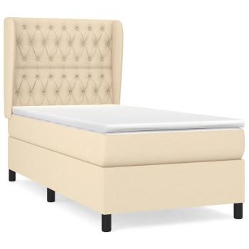 Boxspringbett mit Matratze Creme 90x200 cm Stoff