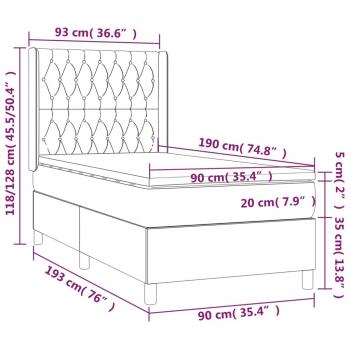 Boxspringbett mit Matratze Creme 90x190 cm Stoff