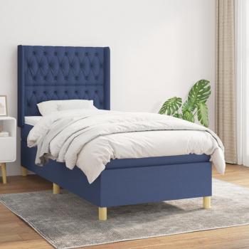 ARDEBO.de - Boxspringbett mit Matratze Blau 90x190 cm Stoff