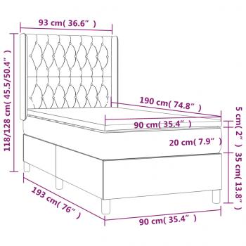 Boxspringbett mit Matratze Blau 90x190 cm Stoff