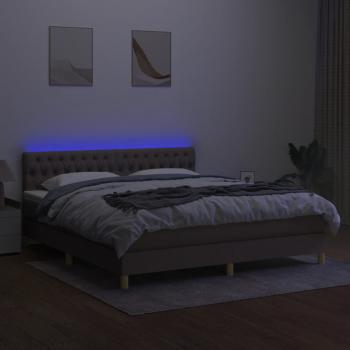 Boxspringbett mit Matratze & LED Taupe 180x200 cm Stoff