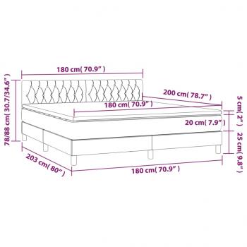 Boxspringbett mit Matratze & LED Blau 180x200 cm Stoff