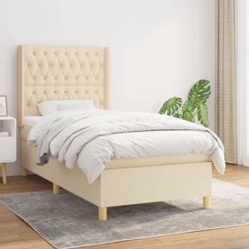 ARDEBO.de - Boxspringbett mit Matratze Creme 100x200 cm Stoff