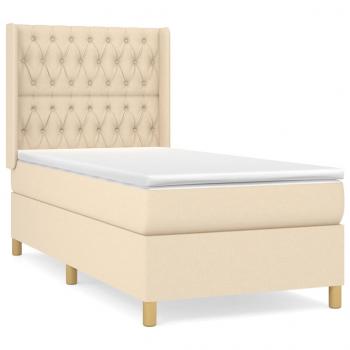 Boxspringbett mit Matratze Creme 100x200 cm Stoff