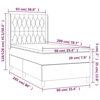 Boxspringbett mit Matratze Dunkelblau 90x200 cm Samt