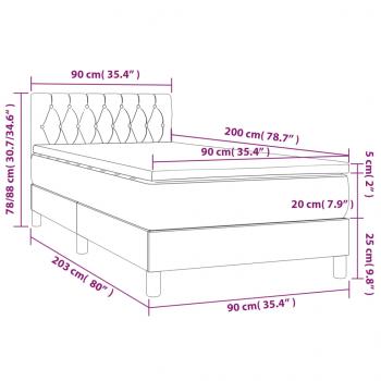 Boxspringbett mit Matratze & LED Schwarz 90x200 cm Samt