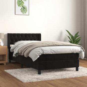 ARDEBO.de - Boxspringbett mit Matratze Schwarz 90x190 cm Samt