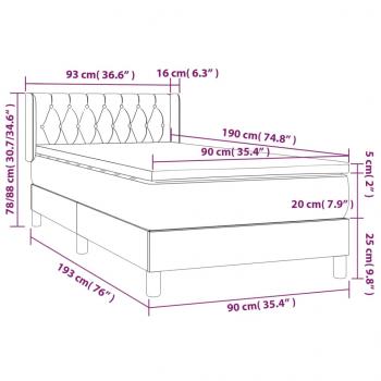 Boxspringbett mit Matratze Schwarz 90x190 cm Samt