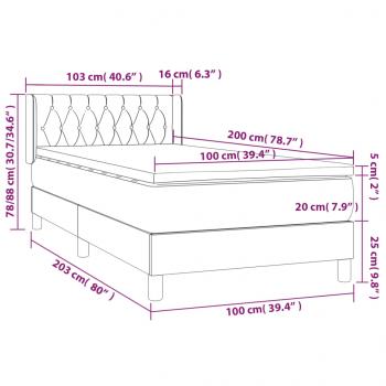 Boxspringbett mit Matratze Schwarz 100x200 cm Samt