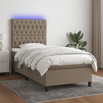 ARDEBO.de - Boxspringbett mit Matratze & LED Taupe 90x190 cm Stoff