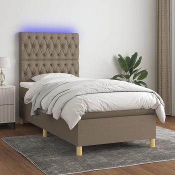 ARDEBO.de - Boxspringbett mit Matratze & LED Taupe 90x200 cm Stoff