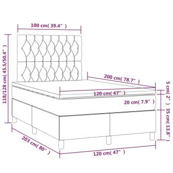 Boxspringbett mit Matratze & LED Creme 120x200 cm Stoff