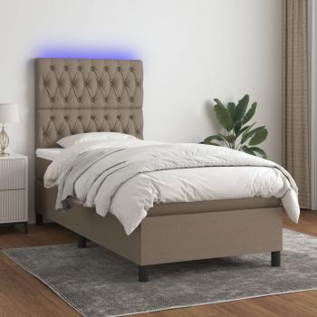 ARDEBO.de - Boxspringbett mit Matratze & LED Taupe 90x200 cm Stoff