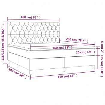 Boxspringbett mit Matratze & LED Dunkelgrün 160x200 cm Samt