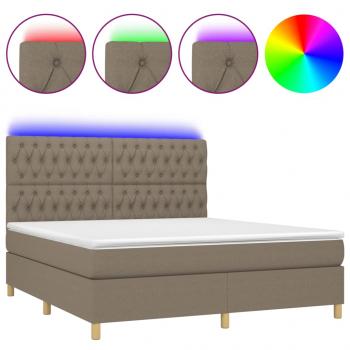 Boxspringbett mit Matratze & LED Taupe 180x200 cm Stoff