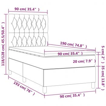 Boxspringbett mit Matratze & LED Dunkelblau 90x190 cm Samt