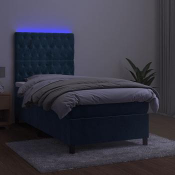 Boxspringbett mit Matratze & LED Dunkelblau 90x200 cm Samt