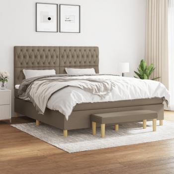 ARDEBO.de - Boxspringbett mit Matratze Taupe 180x200 cm Stoff