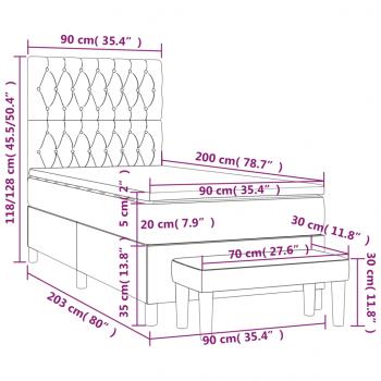 Boxspringbett mit Matratze Rosa 90x200 cm Samt