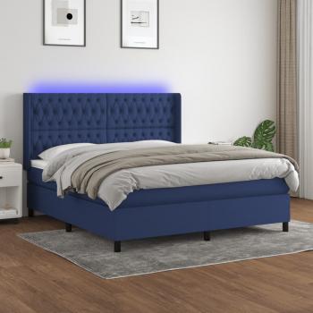 ARDEBO.de - Boxspringbett mit Matratze & LED Blau 180x200 cm Stoff