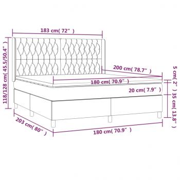 Boxspringbett mit Matratze & LED Taupe 180x200 cm Stoff