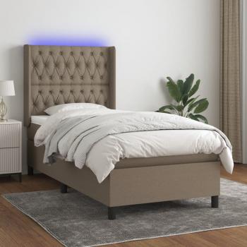 ARDEBO.de - Boxspringbett mit Matratze & LED Taupe 90x200 cm Stoff