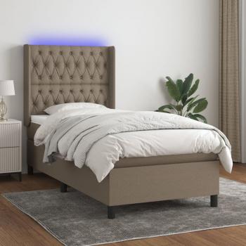 ARDEBO.de - Boxspringbett mit Matratze & LED Taupe 90x190 cm Stoff