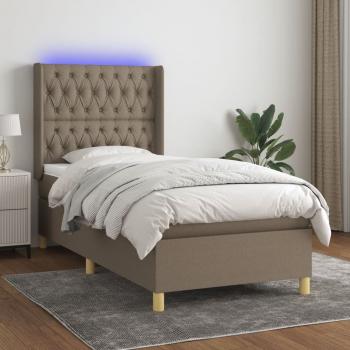 ARDEBO.de - Boxspringbett mit Matratze & LED Taupe 90x190 cm Stoff