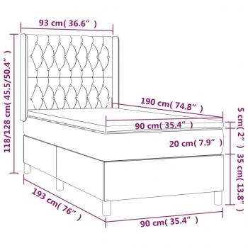 Boxspringbett mit Matratze & LED Blau 90x190 cm Stoff