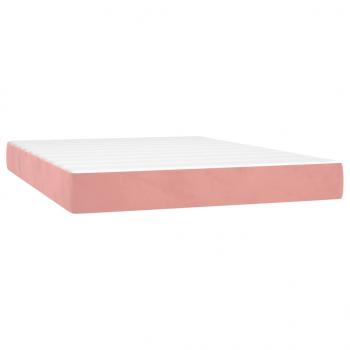 Boxspringbett mit Matratze & LED Rosa 140x190 cm Samt