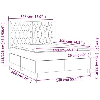 Boxspringbett mit Matratze & LED Rosa 140x190 cm Samt