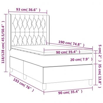 Boxspringbett mit Matratze & LED Dunkelblau 90x190 cm Samt