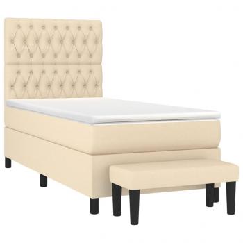 Boxspringbett mit Matratze Creme 100x200 cm Stoff