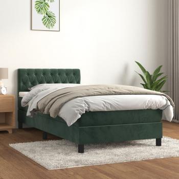 ARDEBO.de - Boxspringbett mit Matratze Dunkelgrün 90x190 cm Samt