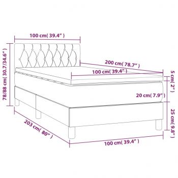 Boxspringbett mit Matratze Schwarz 100x200 cm Samt